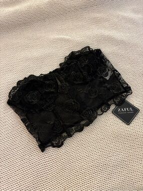 Zaful Black Floral Lace Bandeau Bralette